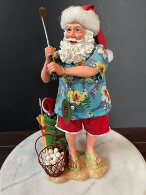Vintage department 56 whimsical clothtique possible dreams golfing Santa.